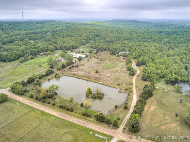 35575 W 87th Pl S, Mannford, OK 74044 - aerial view with a water view and a forest view