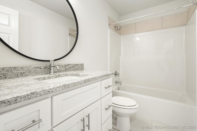 full bathroom with vanity, toilet, and shower / bath combination