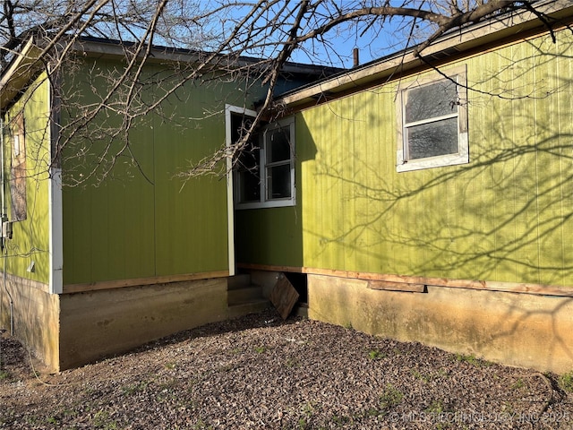 view of home's exterior with entry steps