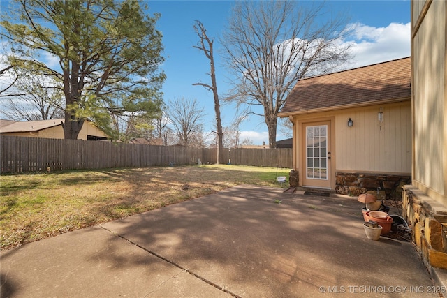 view of patio featuring a fenced backyard