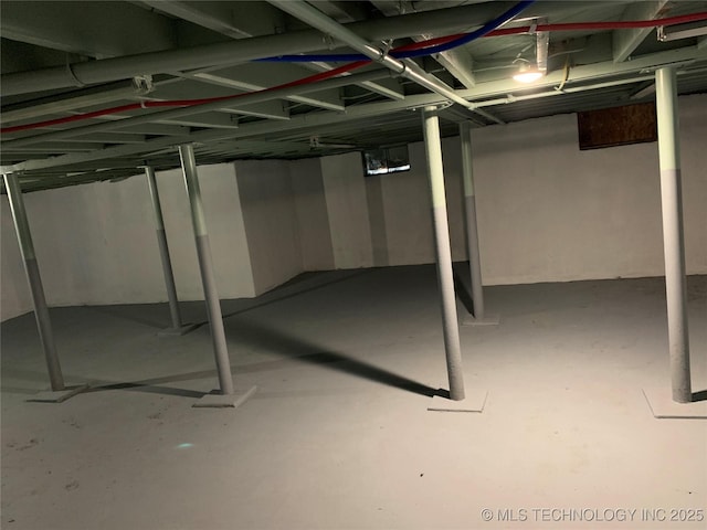 view of unfinished basement