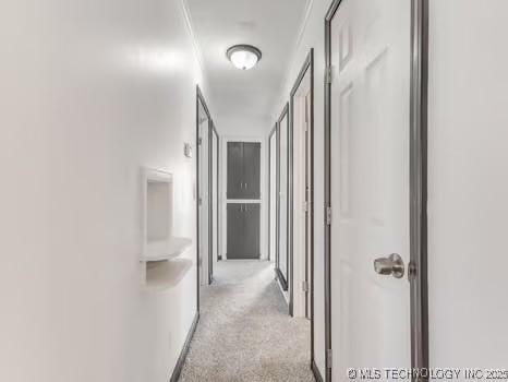 hallway with light carpet