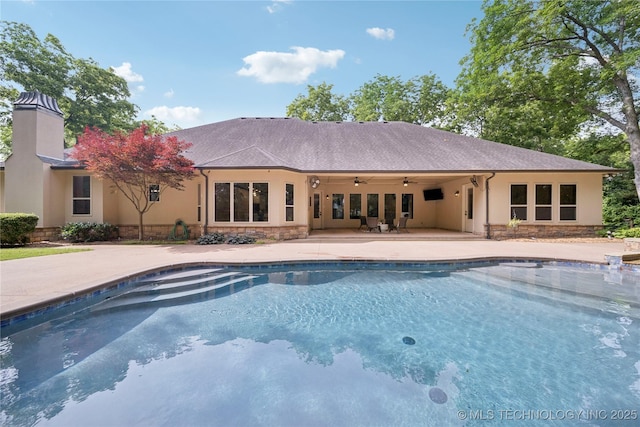 1721 E 136th Pl S, Bixby, OK 74008 - outdoor pool featuring ceiling fan and a patio