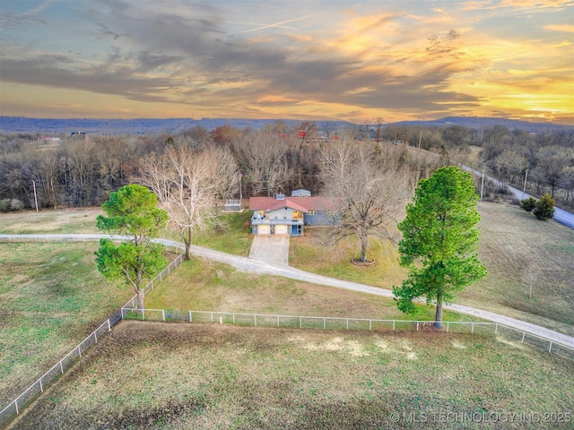 bird's eye view featuring a rural view