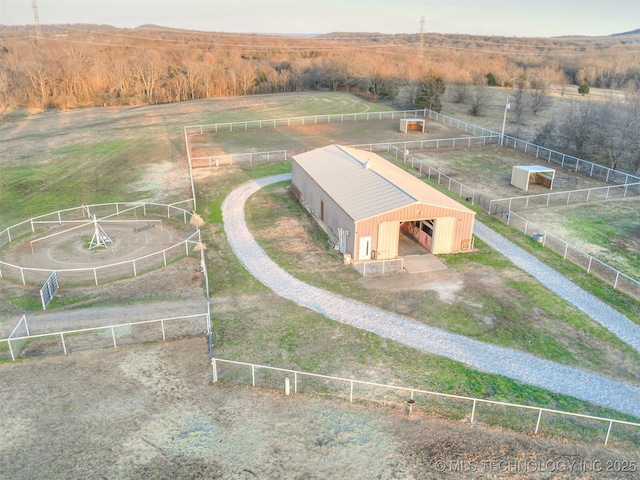 bird's eye view with a rural view