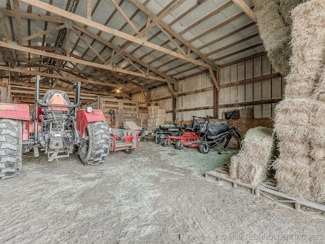 garage with metal wall