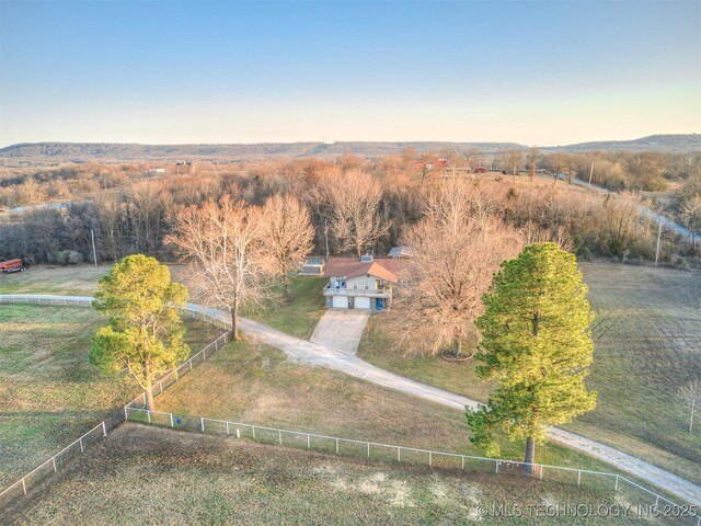 aerial view with a rural view