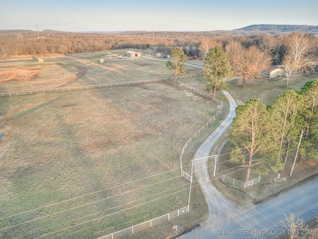 bird's eye view with a rural view