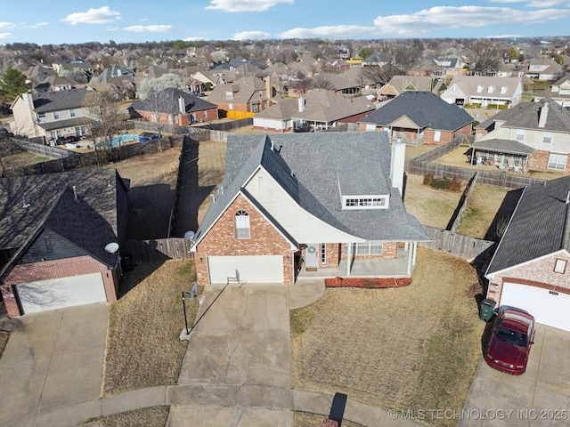 aerial view with a residential view