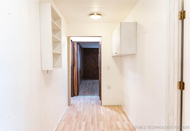 corridor featuring light wood-type flooring