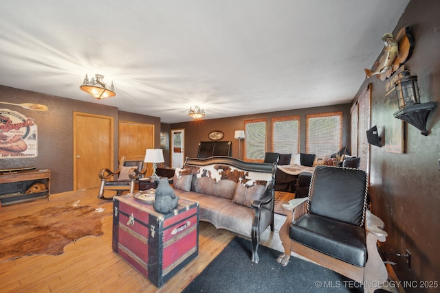 living area featuring wood finished floors