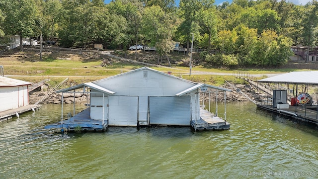 view of dock featuring a water view