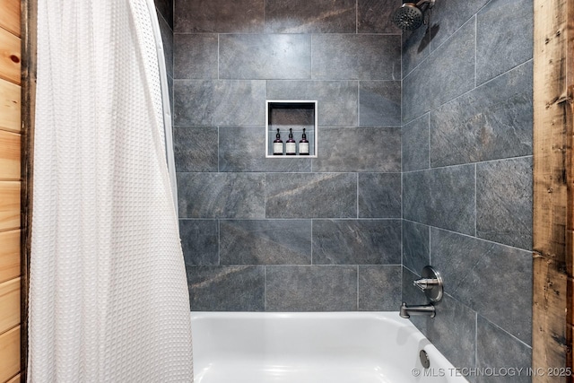 full bathroom featuring shower / bath combination with curtain