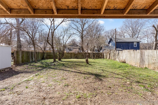 view of yard featuring a fenced backyard