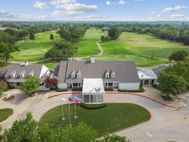 birds eye view of property featuring golf course view