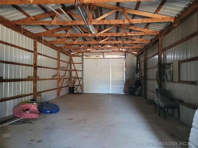 garage featuring metal wall