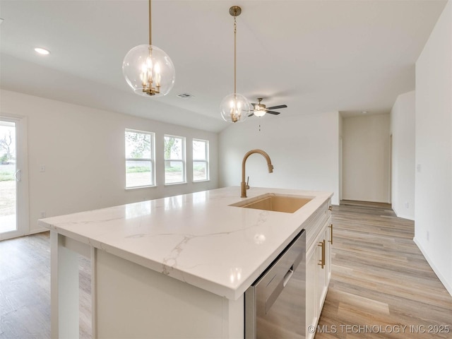 13404 E 123rd Pl, Collinsville, OK 74021 - kitchen with dishwasher, visible vents, a sink, and light wood-style flooring