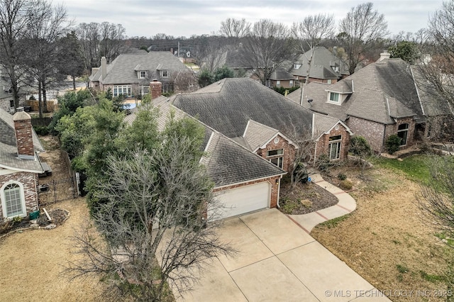 aerial view with a residential view