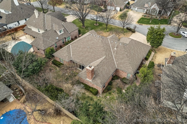 aerial view with a residential view