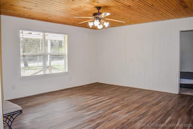 415347 E 1912th Rd, Antlers, OK 74523 - unfurnished room featuring ceiling fan, wooden ceiling, and wood finished floors