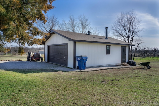 view of detached garage