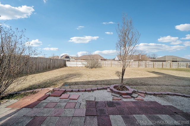 view of yard with a patio and a fenced backyard