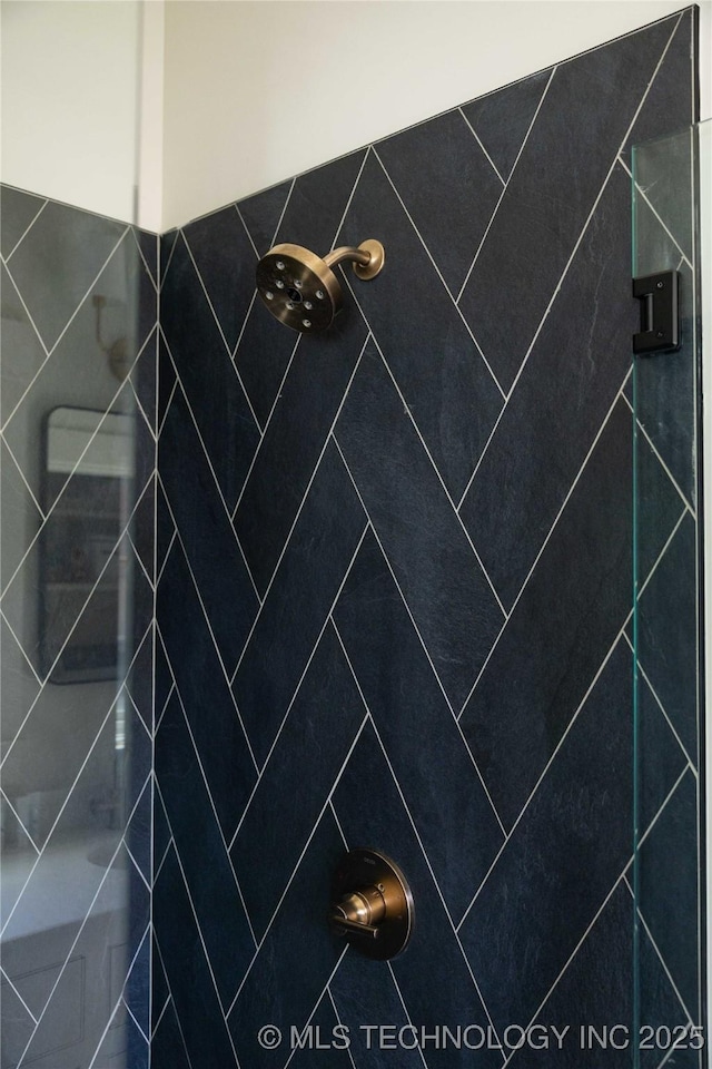 interior details featuring tiled shower