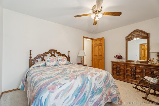 bedroom featuring carpet and a ceiling fan