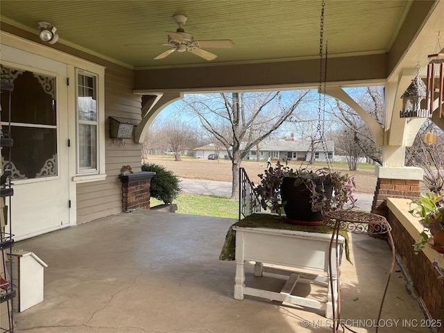 view of patio / terrace with a ceiling fan