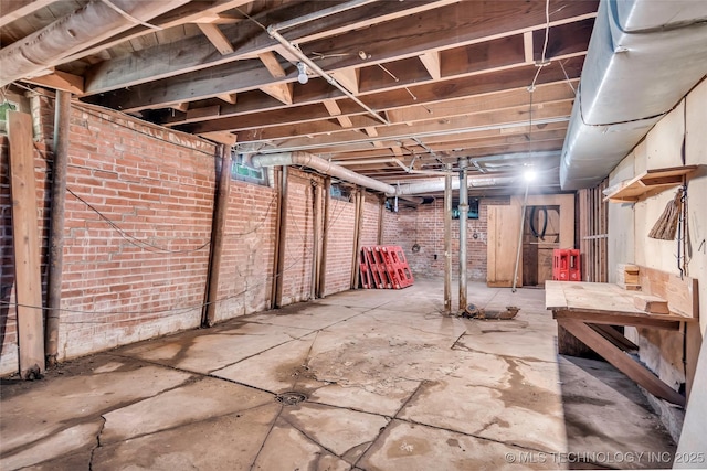 view of unfinished basement