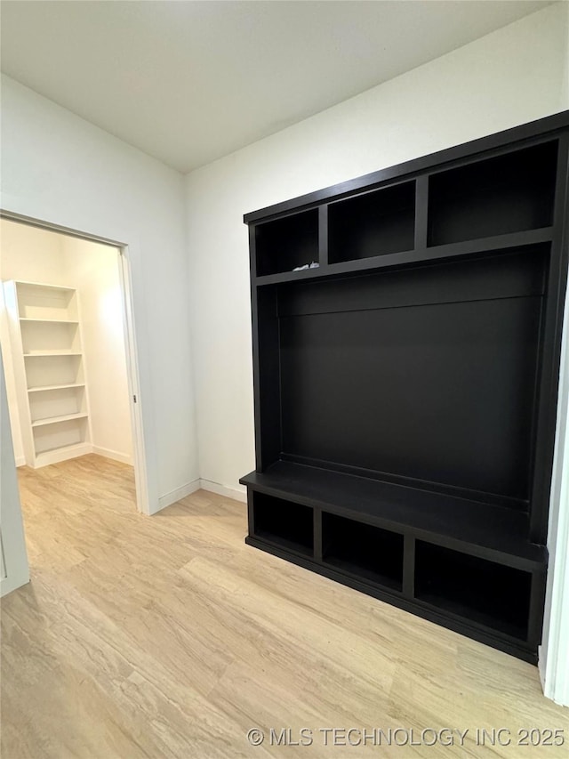 mudroom featuring baseboards and wood finished floors