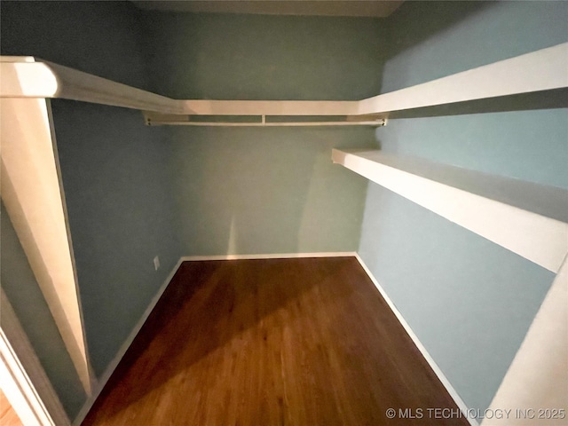 spacious closet with wood finished floors