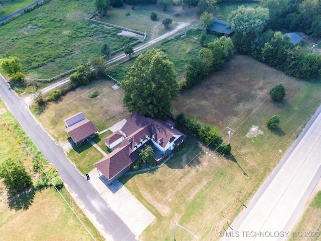 aerial view featuring a rural view