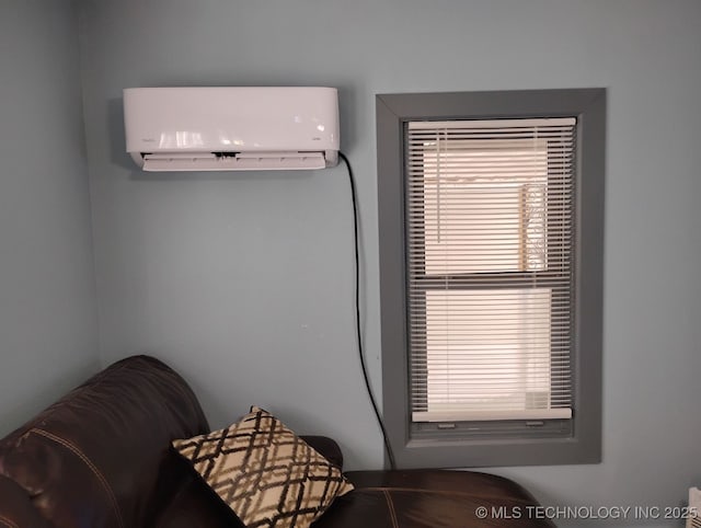 details featuring a wall mounted air conditioner