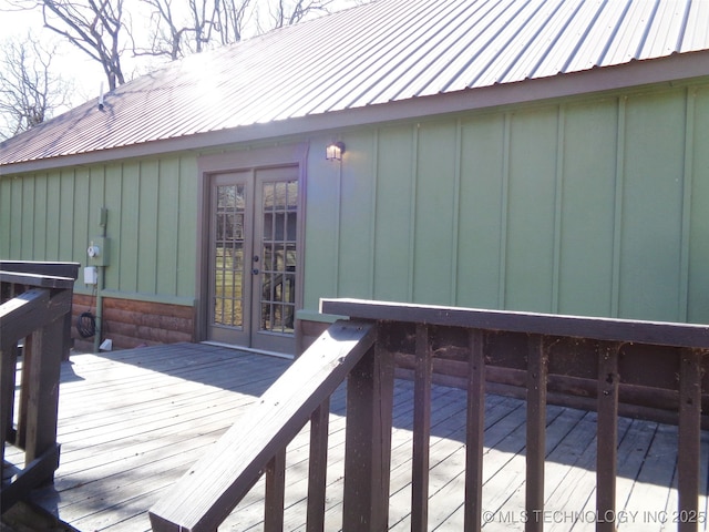 wooden deck with french doors