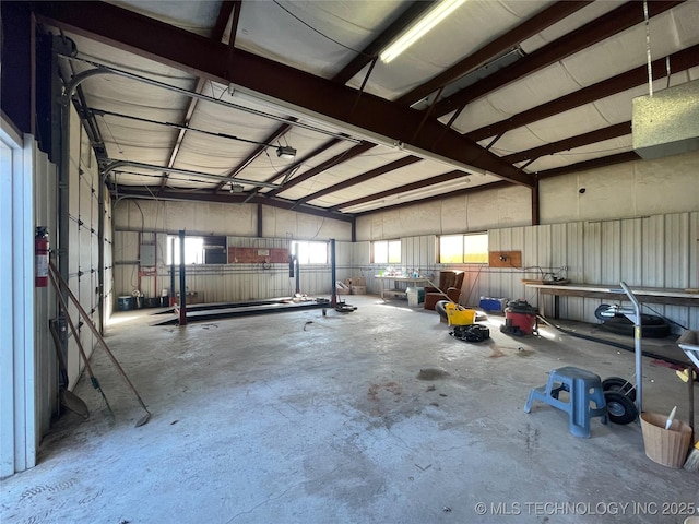 garage featuring metal wall