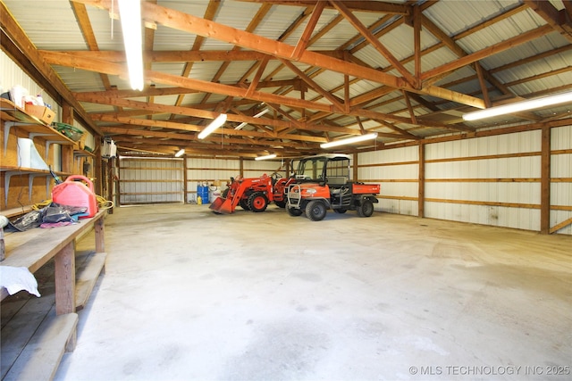 garage with metal wall