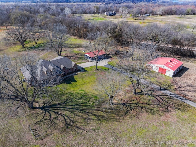 drone / aerial view with a rural view