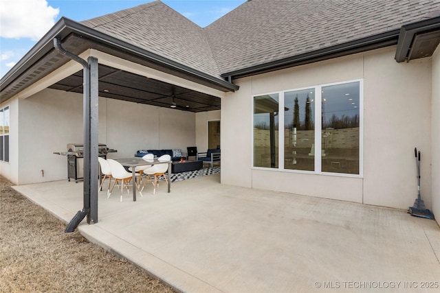 view of patio featuring area for grilling and outdoor lounge area