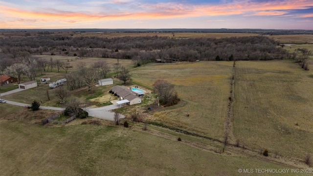 drone / aerial view with a rural view