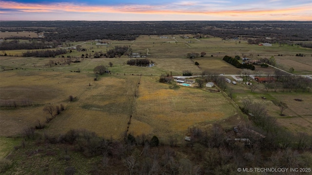 bird's eye view featuring a rural view