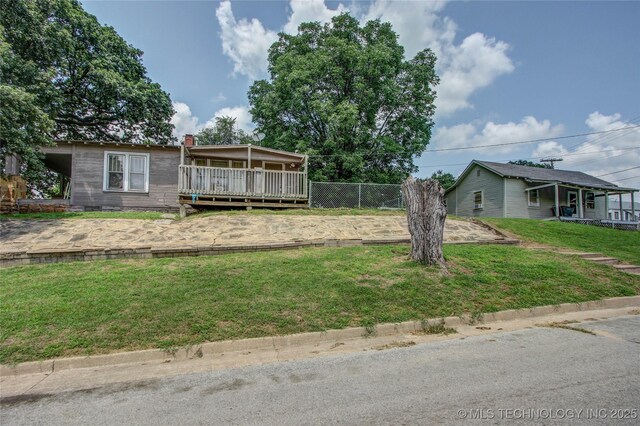 301 N Cleveland Ave, Sand Springs, OK 74063 - view of yard with a deck and fence