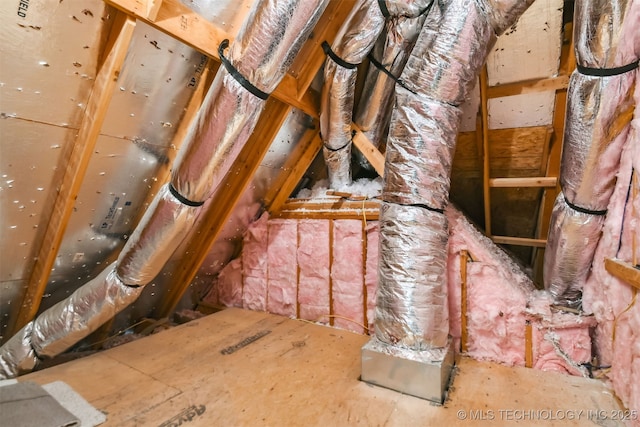 view of unfinished attic