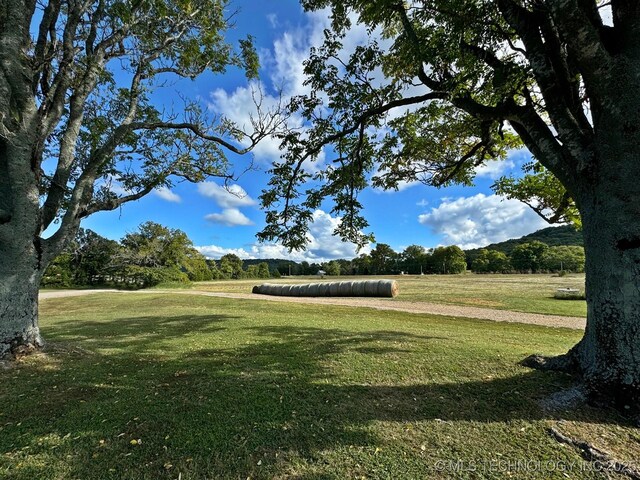 view of home's community with a rural view and a lawn
