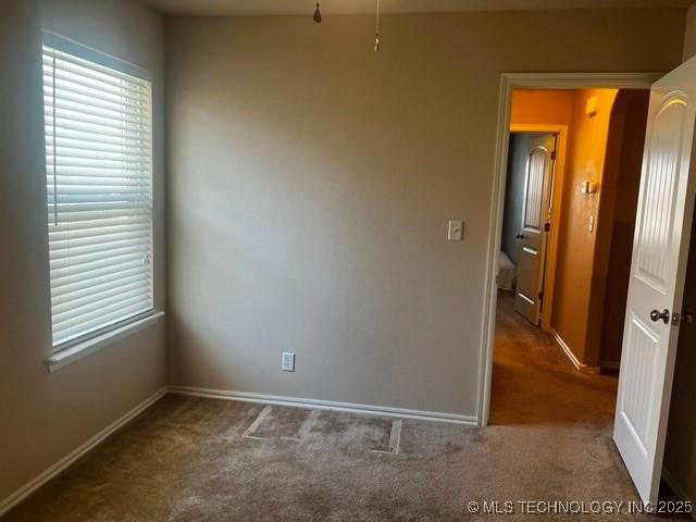 empty room with baseboards, plenty of natural light, and carpet floors