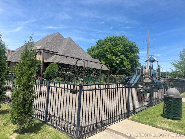 community play area with fence
