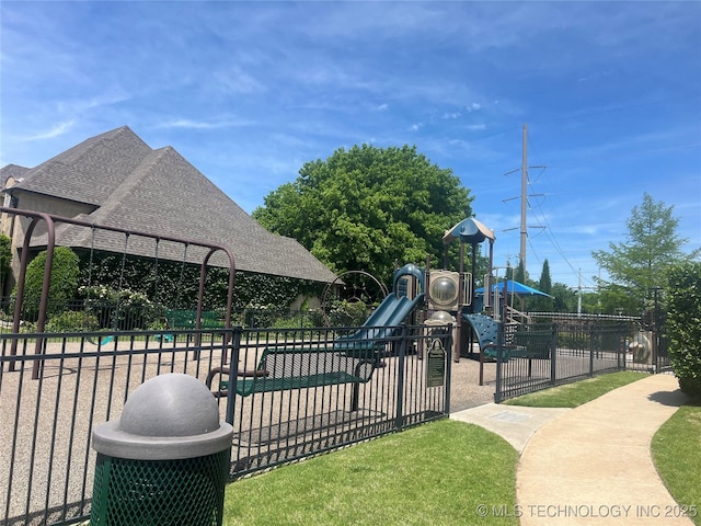 communal playground with fence