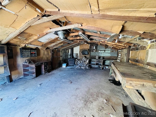 306 N Cherokee St, Beggs, OK 74421 - misc room with a garage and lofted ceiling