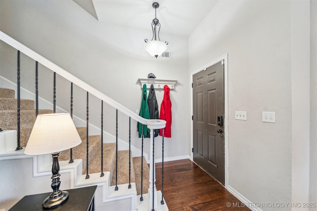 7610 N 127th E Ave, Owasso, OK 74055 - foyer with stairs, wood finished floors, and baseboards