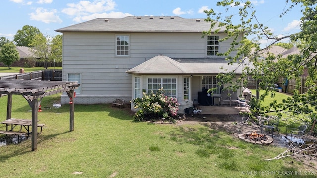 7610 N 127th E Ave, Owasso, OK 74055 - back of property featuring a pergola, a patio area, and an outdoor fire pit